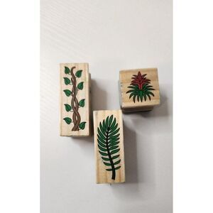 Set of 3 Plant Life Rubber Stamps for Crafting